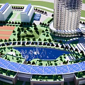 Modern High Rise Office Building With Landscaped Gardens And Water Feature