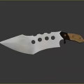 Sharp Tactical Outdoor Knife With Perforated Blade Wooden Handle And Metal Accents