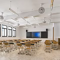 Modern Classroom School Classroom Desks and Chairs Desk Training Classroom Multimedia Classroom Training Tables and Chairs 3d model