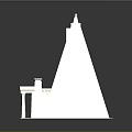 Ancient Pyramid Tower with Stepped Architecture Egyptian Style Carvings Ornate Entrance and Sandy Base