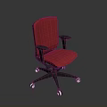 Red Office Chair With Black Armrests Swivel Wheels And Comfortable Design