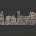 Ancient Stone Wall Ruins With Broken Fragments And Decorative Structures 3d model
