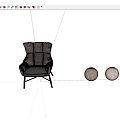 Beige Upholstered Leisure Chair With Padded Backrest Wide Armrests And Black Metal Legs