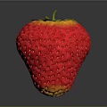 Fresh Red Strawberry with Green Leafy Top and Shiny Textured Surface