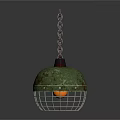 Vintage Green Chandelier With Metal Mesh Shade Chain Suspension And Decorative Design