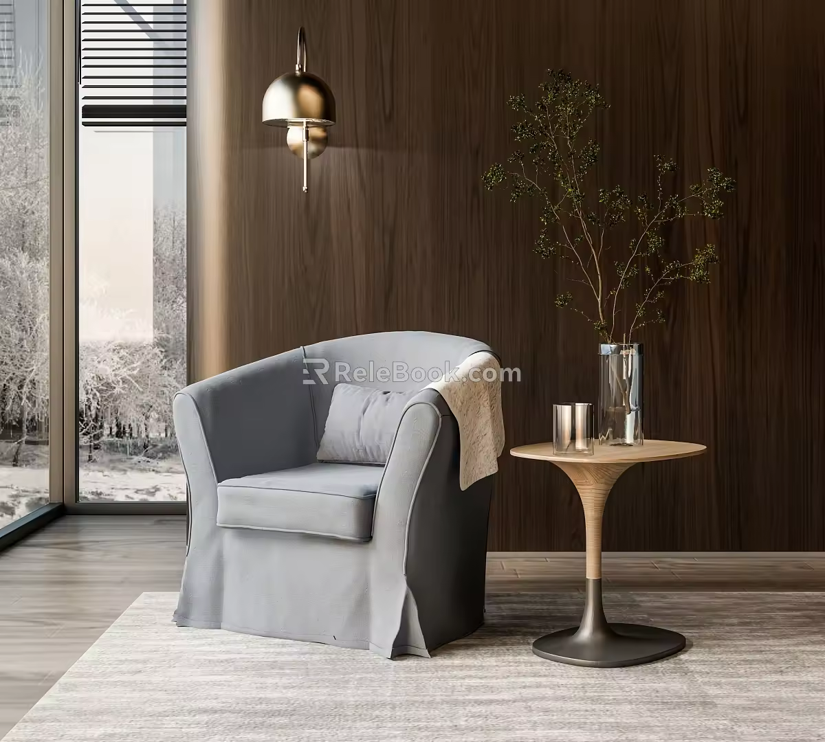 Modern Single Sofa Fabric Casual Sofa Chair 3d model