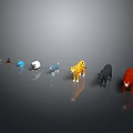 Various Colorful Animal Figurines Of Different Species Arranged On Gray Surface