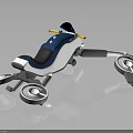 Futuristic Blue And White Motorcycle Concept With Unique Seat And Multiple Wheels