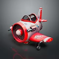 Cartoon Style Red And White Toy Airplane With Propeller And Cockpit