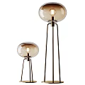 Modern Floor Lamp With Glass Shade And Metal Stand In Two Sizes