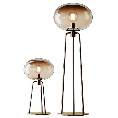 Modern Floor Lamp With Glass Shade And Metal Stand In Two Sizes 3d model