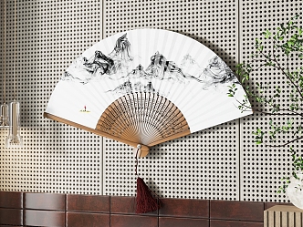 New Chinese Style Fan Wall Decoration Pendant 3d model