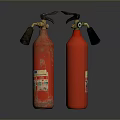 Red Household Fire Extinguishers Old And New With Black Nozzles Handles