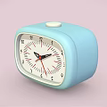 Light Blue Square Shaped Alarm Clock With White Dial Black Hands And Red Second Hand 3d model