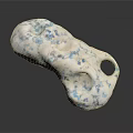Wood And Stone Decorative Ornament With Blue Glitter Textured Surface Hole Design