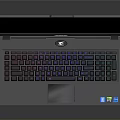 Modern Laptop With Colorful Backlit Keyboard Sunset Background Screen And Desktop Icons