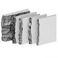 White Layered Wave Textured Sculptural Structures Arranged In Modern Design