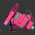 Pink Robot Character With RBBN CORP Logo And Mechanical Weapons Design 3d model