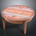 Round Wooden Coffee Table With Natural Wood Grain And Solid Wood Legs