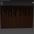 Dark Wooden Wall Panel With Vertical Slats And Gold Illuminated Accents