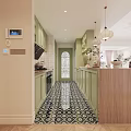 Elegant French Style Living And Dining Interior With Soft Pastel Furnishings And Crystal Chandelier