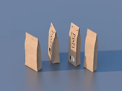 Brown Paper Bags For Daily Living Supplies With Lizi Brand And Open Top Design 3d model