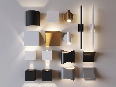 Modern Wall Lamps With Geometric Shapes And Various Colors For Home Decor 3d model