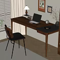 Quiet Ancient Style Desk and Chair Solid Wood Computer Desk and Chair Solid Wood Single Chair Writing Desk Learning Desk and Chair Office Desk and Chair Finished Desk Computer Decoration Combination 3d model