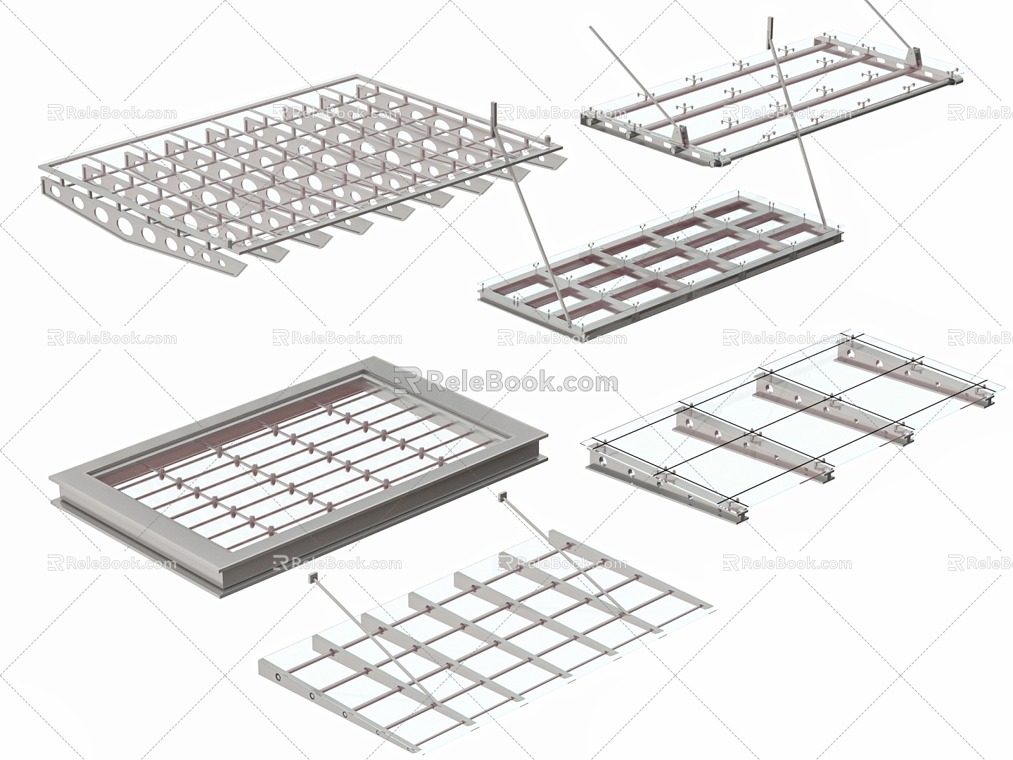 Modern steel aluminum glass canopy awning canopy 3d model