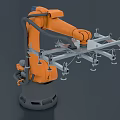 Orange Industrial Robot Arm With Mechanical Gripper And Suction Cups For Automation Equipment