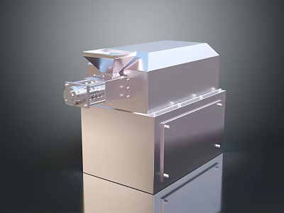 Industrial Stainless Steel Processing Equipment With Shiny Metallic Surface And Feeding Hopper 3d model