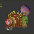 Vintage Electronic Camera With Brass And Red Metal Parts Lens Circular Components And Knobs 3d model