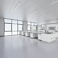 Modern Clean Laboratory Interior With Workbenches And Windows 3d model