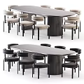 Modern Rectangular Wooden Dining Table Set With Upholstered Chairs And Neutral Tones