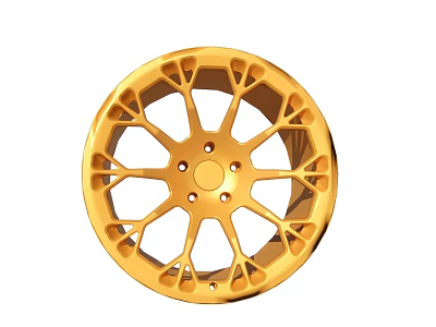 Golden Car Wheel With Intricate Spoke Design And Shiny Metallic Finish For Luxury Vehicles 3d model