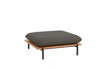 Roof Garden Outdoor Seating With Wooden Frame Black Legs And Dark Green Cushion 3d model