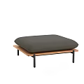 Roof Garden Outdoor Seating With Wooden Frame Black Legs And Dark Green Cushion