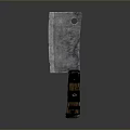 Durable Kitchen Knife With Wooden Handle And Metal Rivets Featuring Worn Blade
