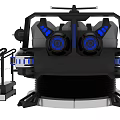Futuristic Sci Fi Machine Featuring Blue Lights And Circular Base Design