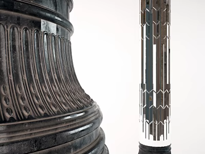 Classical And Modern Roman Columns With Carved Details And Geometric Hollow Patterns 3d model