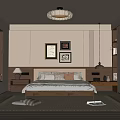 Modern Bedroom Interior Design With Framed Wall Art Table Lamps Ceiling Light And Area Rug
