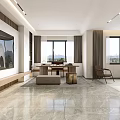 Minimalist Living and Dining Room Interior With Sofa Coffee Table Dining Set And Window View
