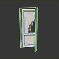White Wooden Door Furniture With Damaged Frame And Glass Panel Cracks