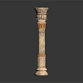 Ornate Classical Column Design With Marble Texture And Carved Decorative Details