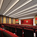 Cinema Interior With Red Seats And Wooden Walls
