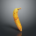 Ripe Yellow Banana Fruit With Brown Spots On Black Reflective Background