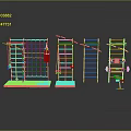 Colorful Kids Training Equipment Set With Climbing Frame Swing And Ladder