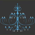 Elegant Blue Branched Lighting Combination With Crystal Accents And Reflective Base 3d model