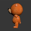 Orange Plush Stuffed Bear Standing With Open Arms On Dark Reflective Surface 3d model