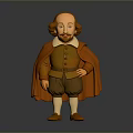 A Man Wearing Brown Coat Red Cape And White Collar Standing On Gray Background